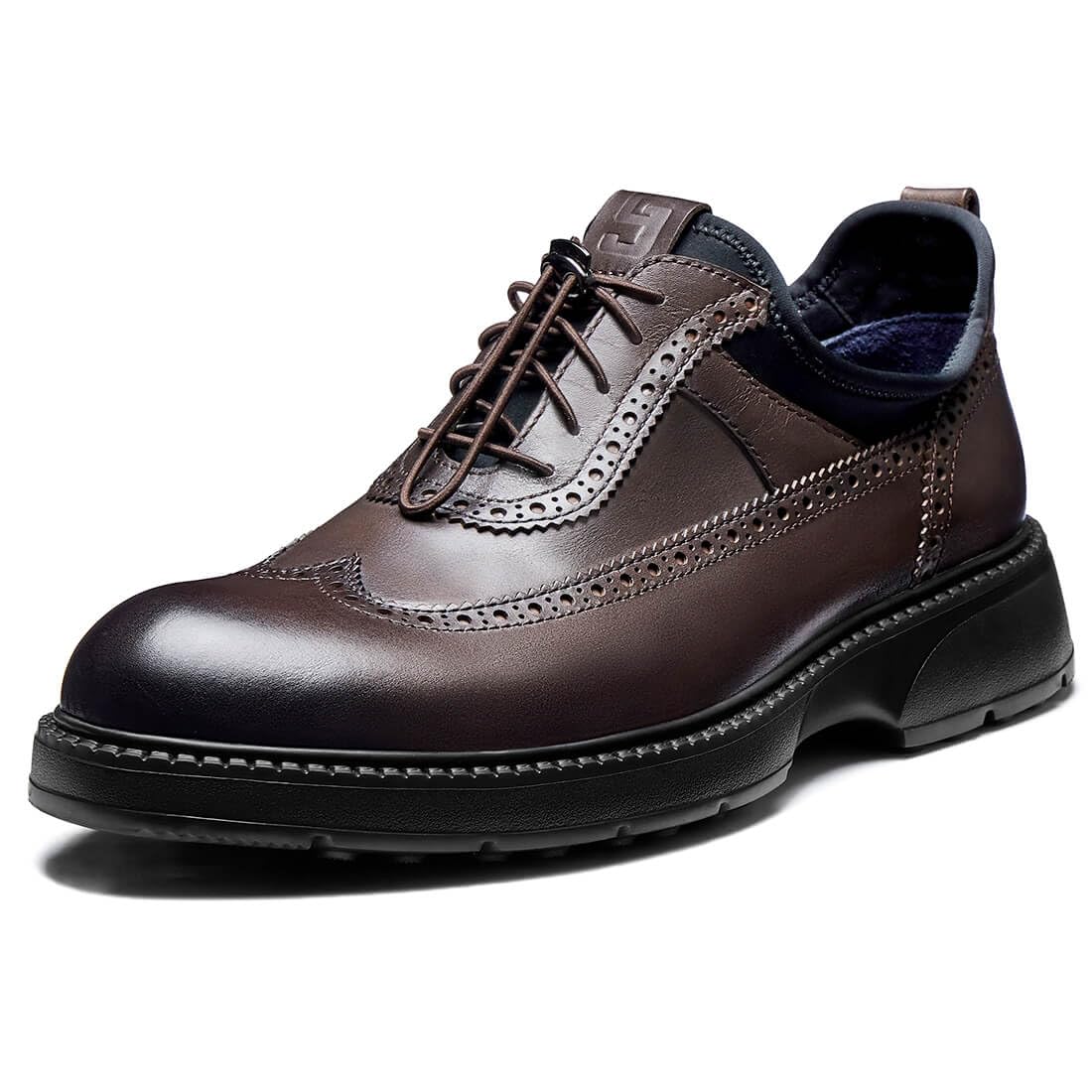 Jepsengord Men's Dress Shoes Casual Genuine Leather Wingtip Oxford Shoes Comfort Formal Business Wedding Derby Sneakers