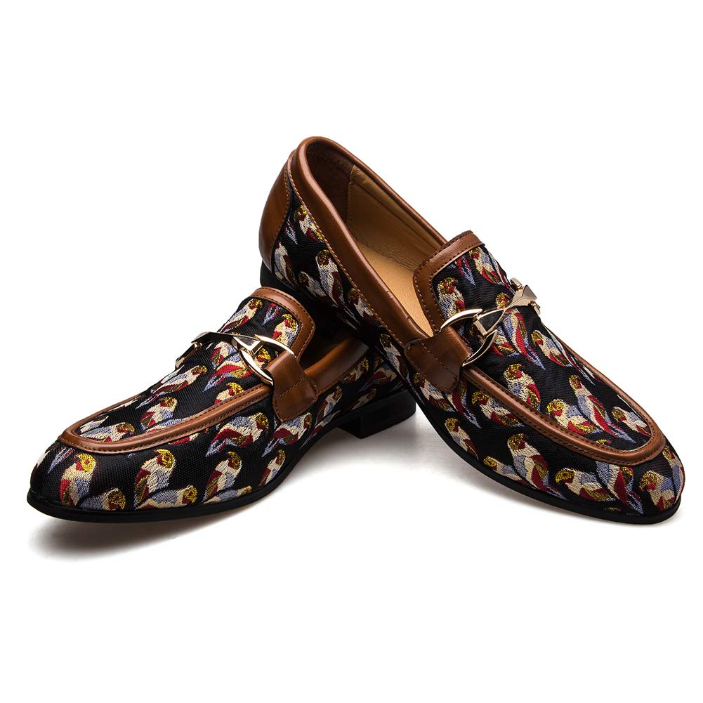 JITAI Mens Leather Shoes Pattern Printing Men's Dress Loafer Shoes Slip-on Casual Loafer Smoking Slipper