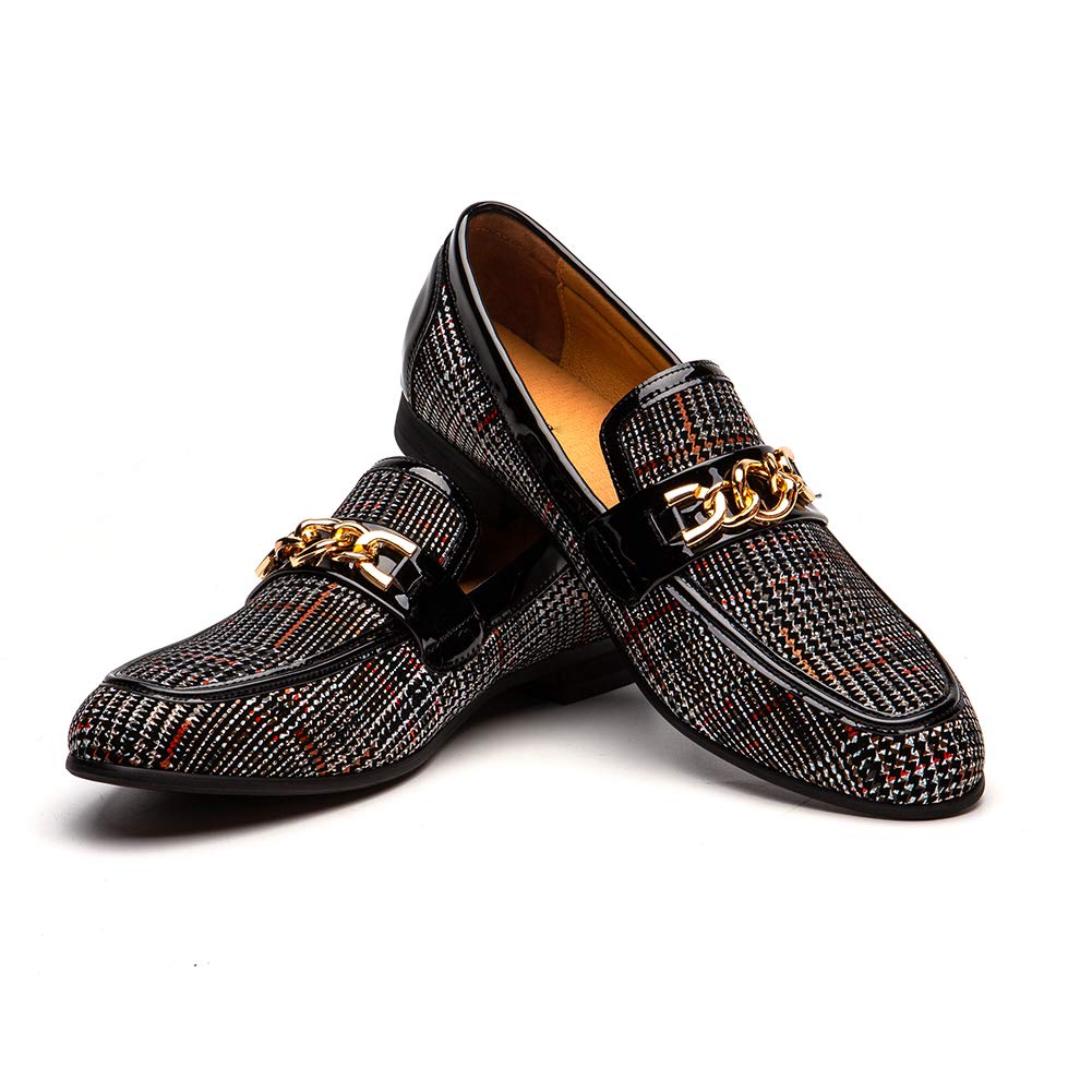 JITAI Mens Leather Shoes Pattern Printing Men's Dress Loafer Shoes Slip-on Casual Loafer Smoking Slipper