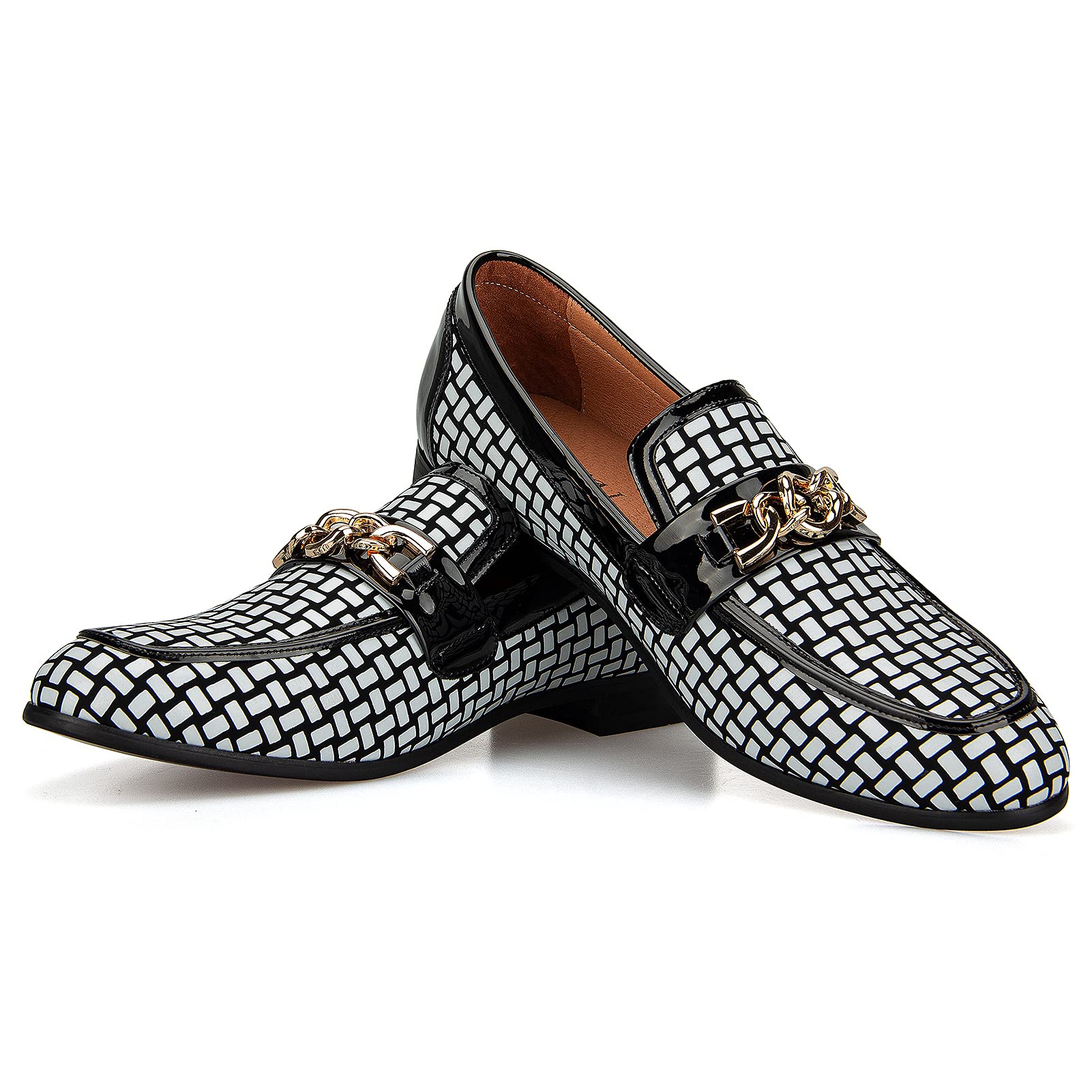 JITAI Mens Leather Shoes Pattern Printing Men's Dress Loafer Shoes Slip-on Casual Loafer Smoking Slipper