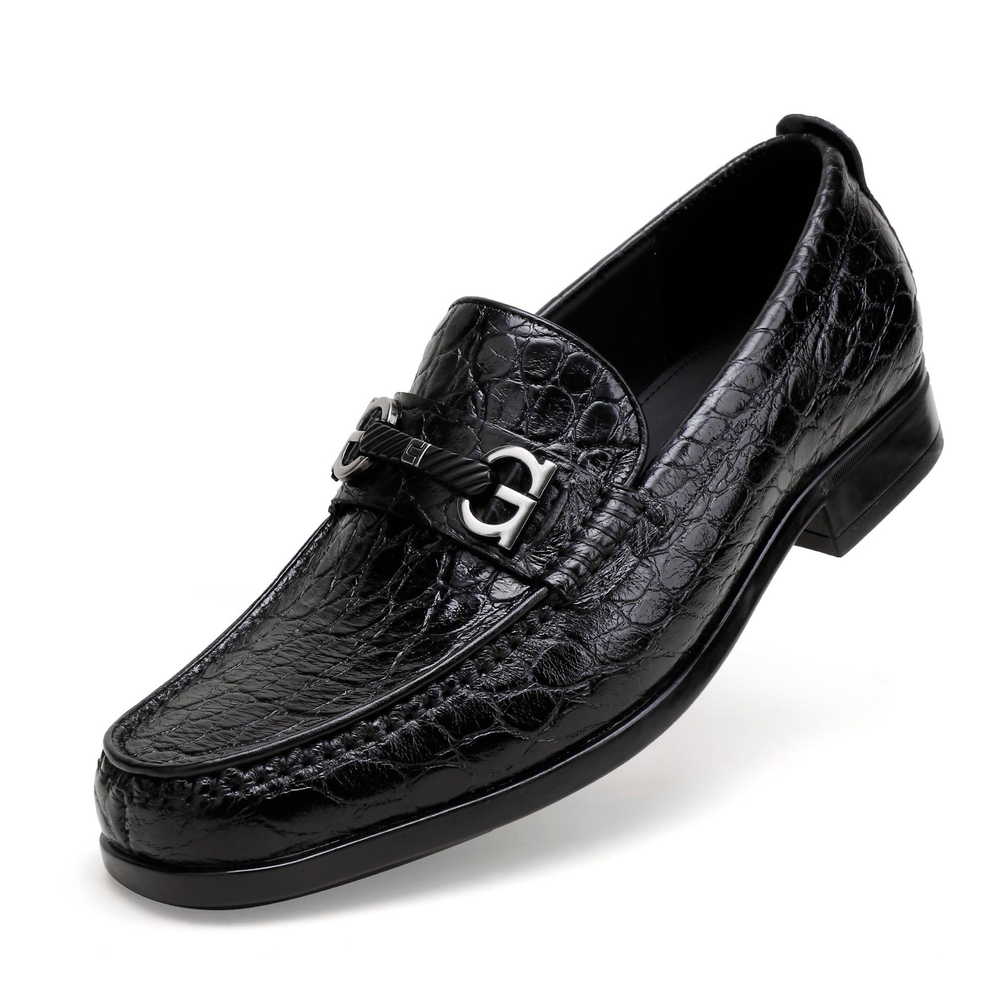 Classic Mens Leather Dress Shoes, Premium Alligator Loafers