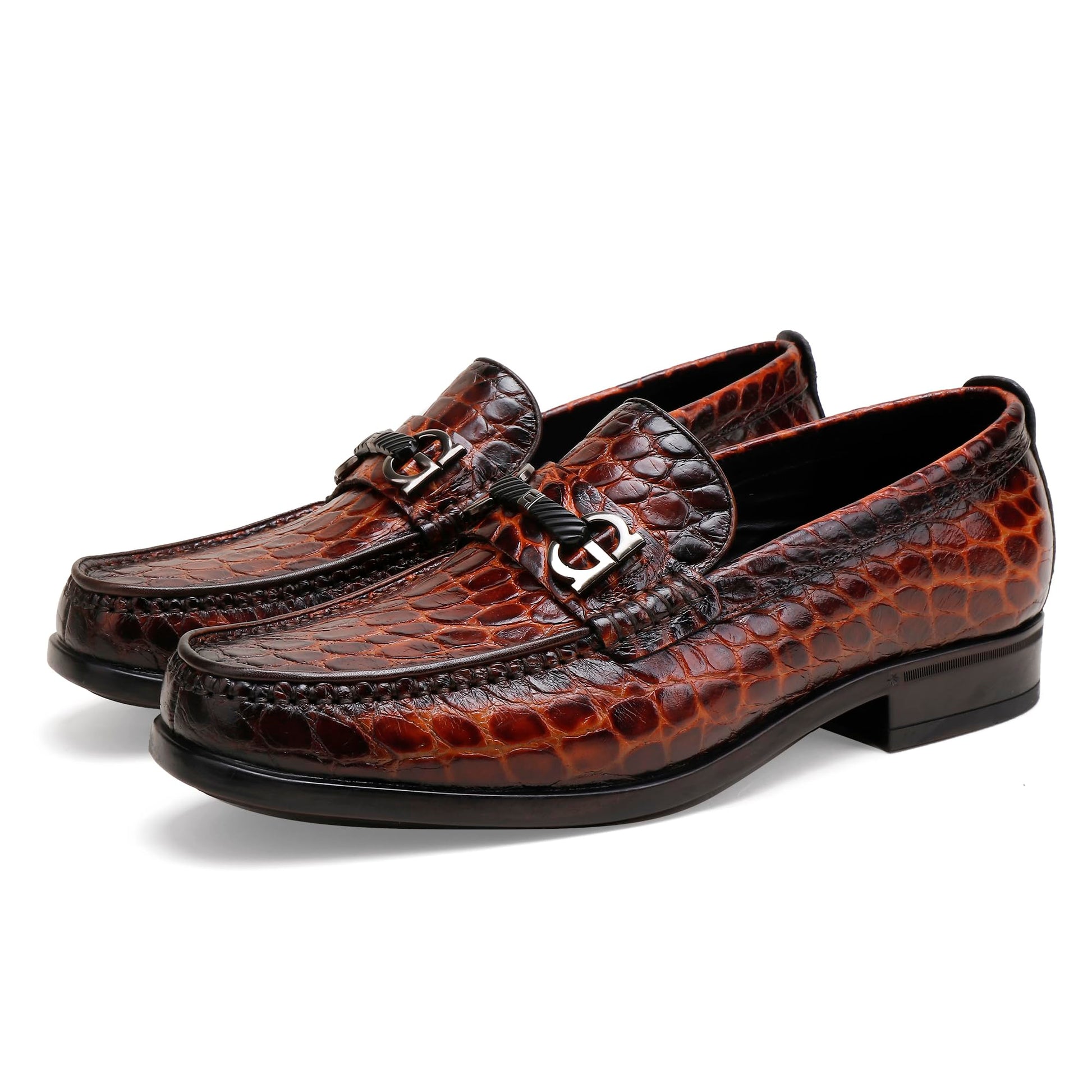 Classic Mens Leather Dress Shoes, Premium Alligator Loafers
