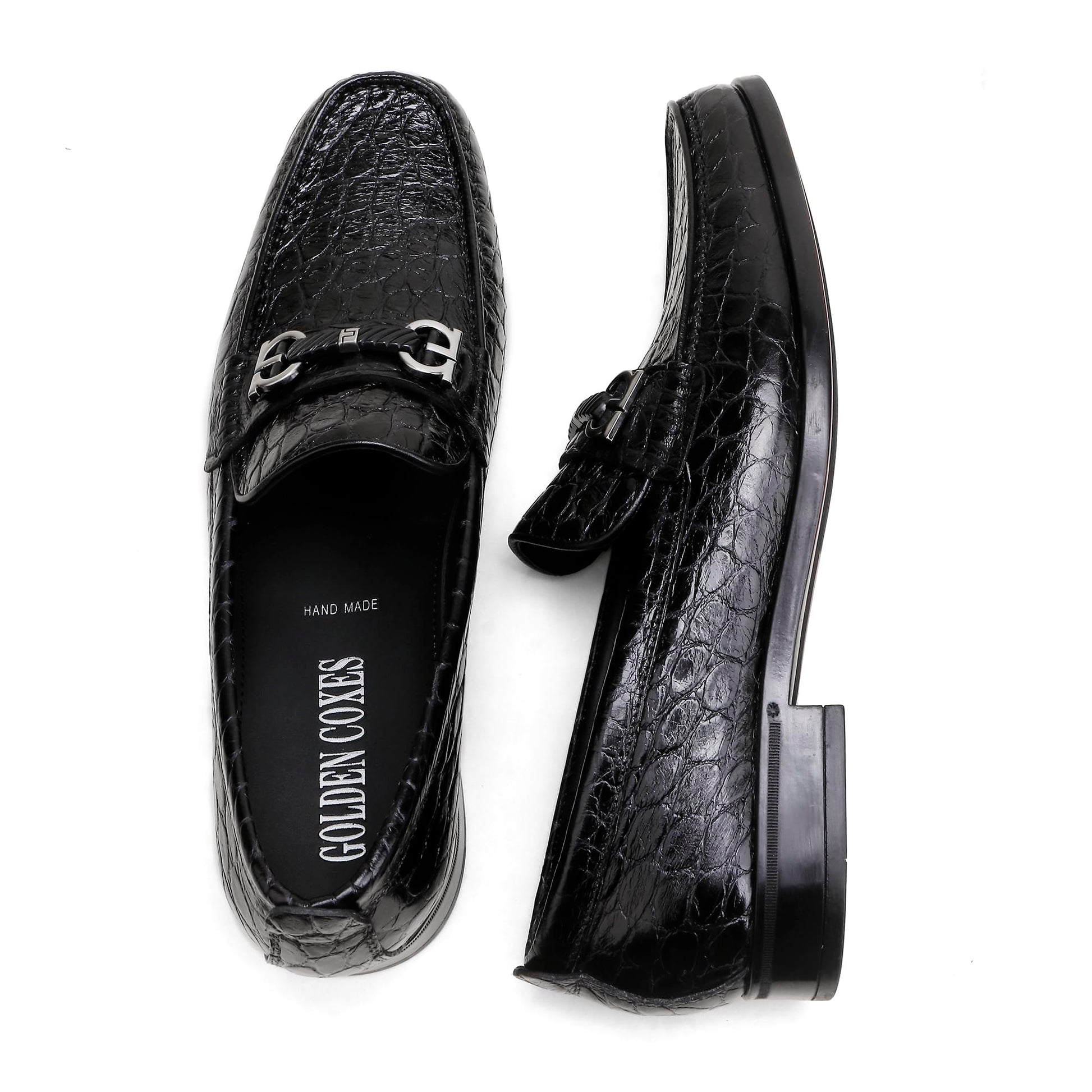 Classic Mens Leather Dress Shoes, Premium Alligator Loafers