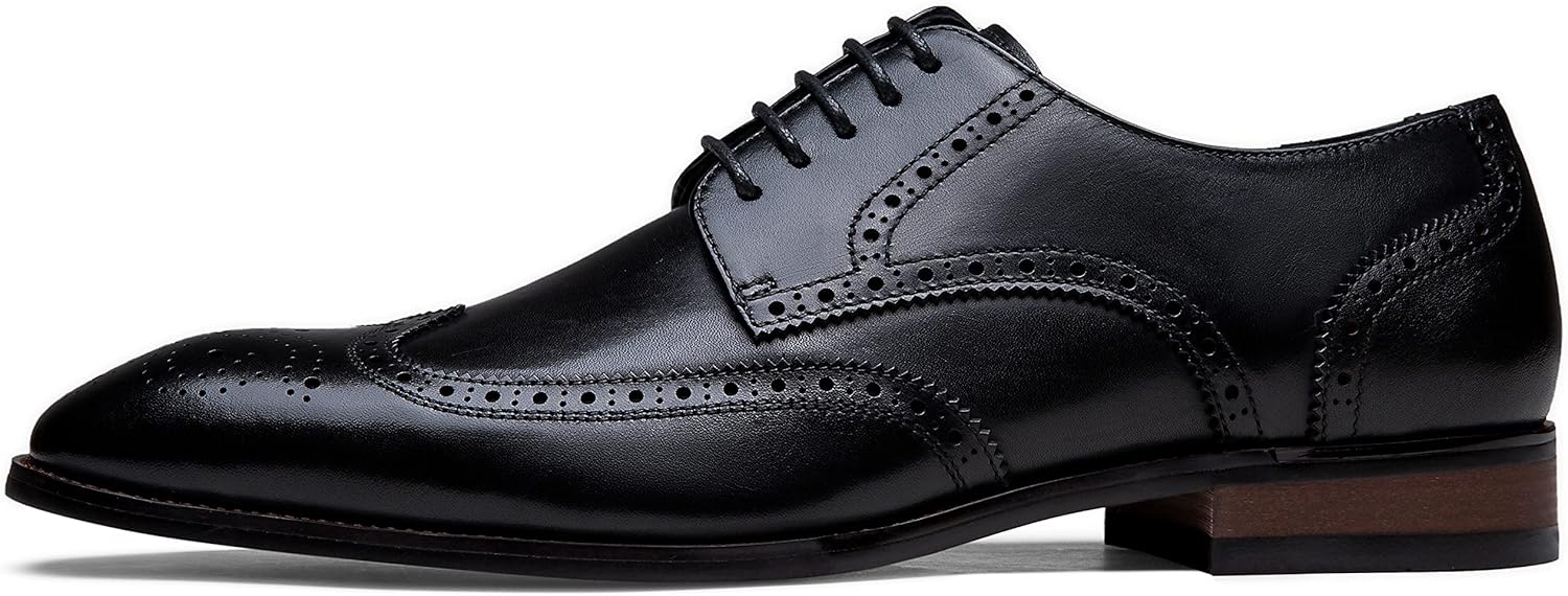 Jousen Men's Dress Shoes Leather Formal Business Oxford Derby Shoes Brogue Wingtip Retro Dress Shoes for Men